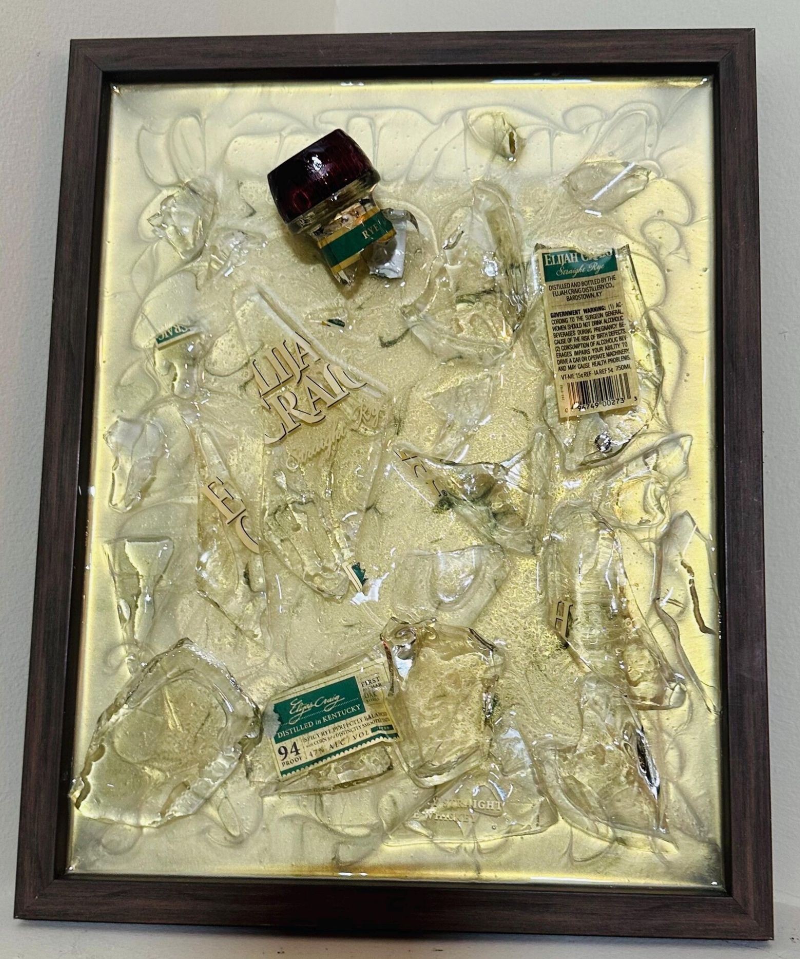 Detailed Resin Art Tray  Elijah Craig Broken Bottle Art