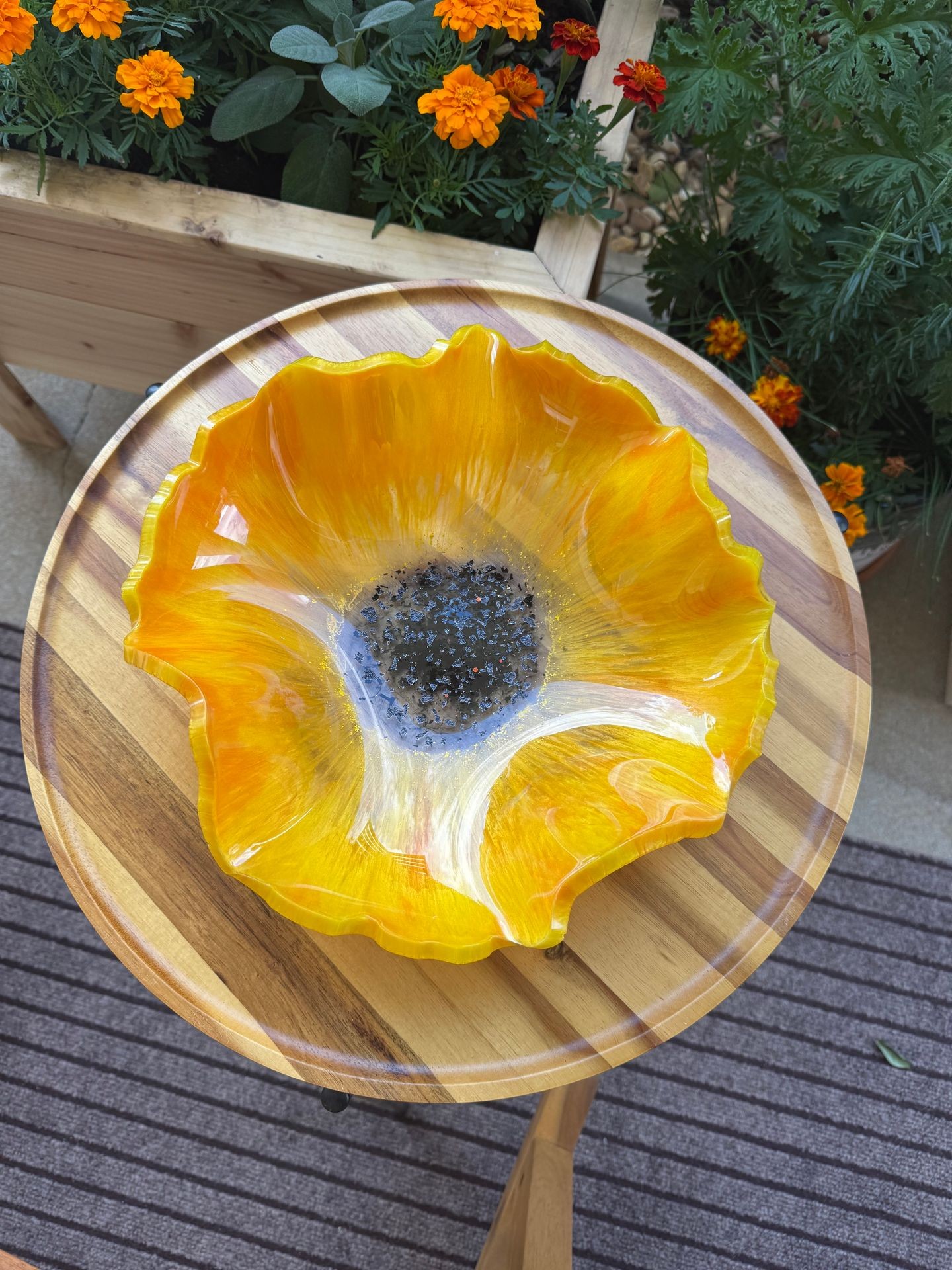 Unique Sunflower Resin Bowl